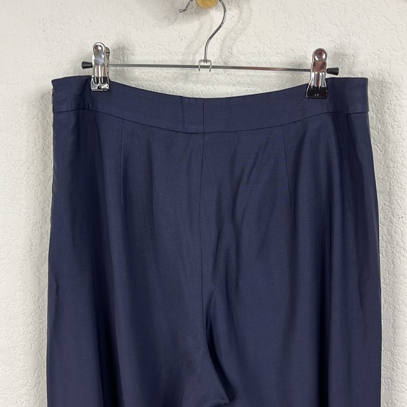 Armani Collezione Silk Wool Stretch Flat Front Side Zip Trousers - Picture 6 of 9